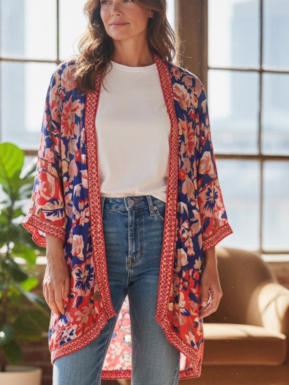 Tolani 100% Vegan Silk Kimono Duster